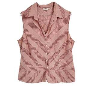 Cato Striped V-Neck Button Down Sleeveless Tank Top Womens Size 14 / 16 W